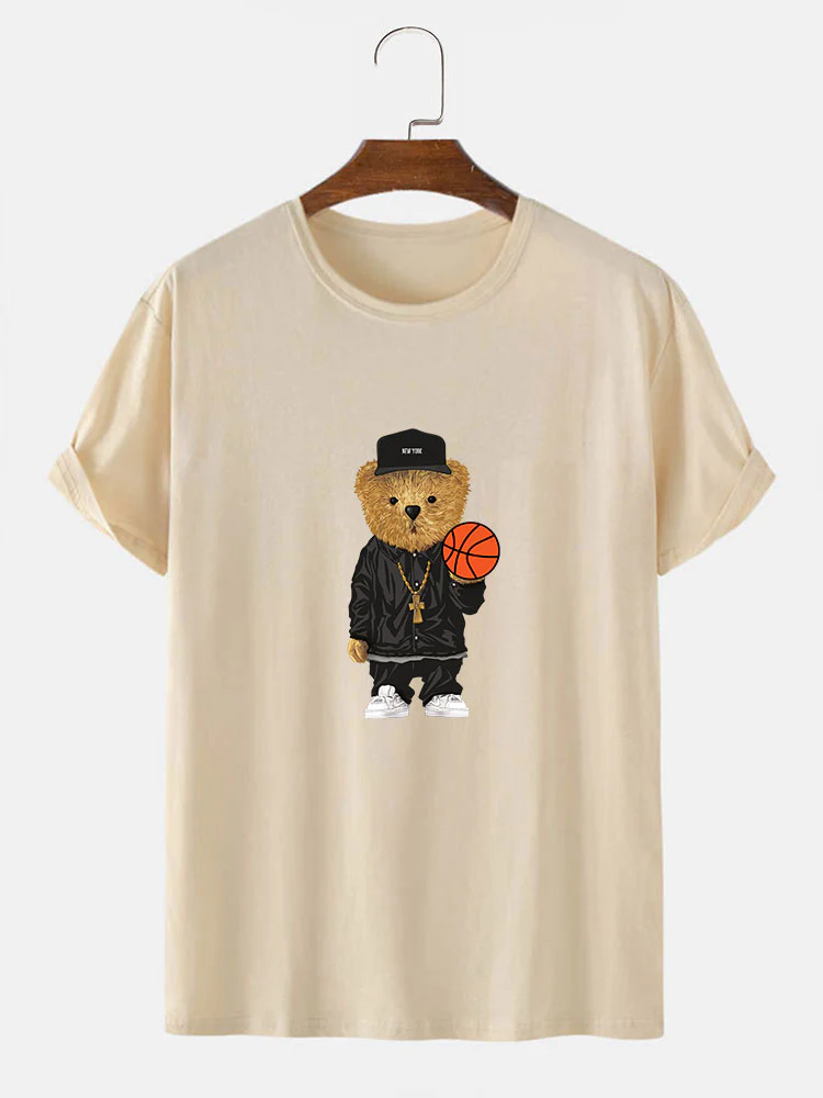 Basketball Bär Druck T-Shirt - Image 2