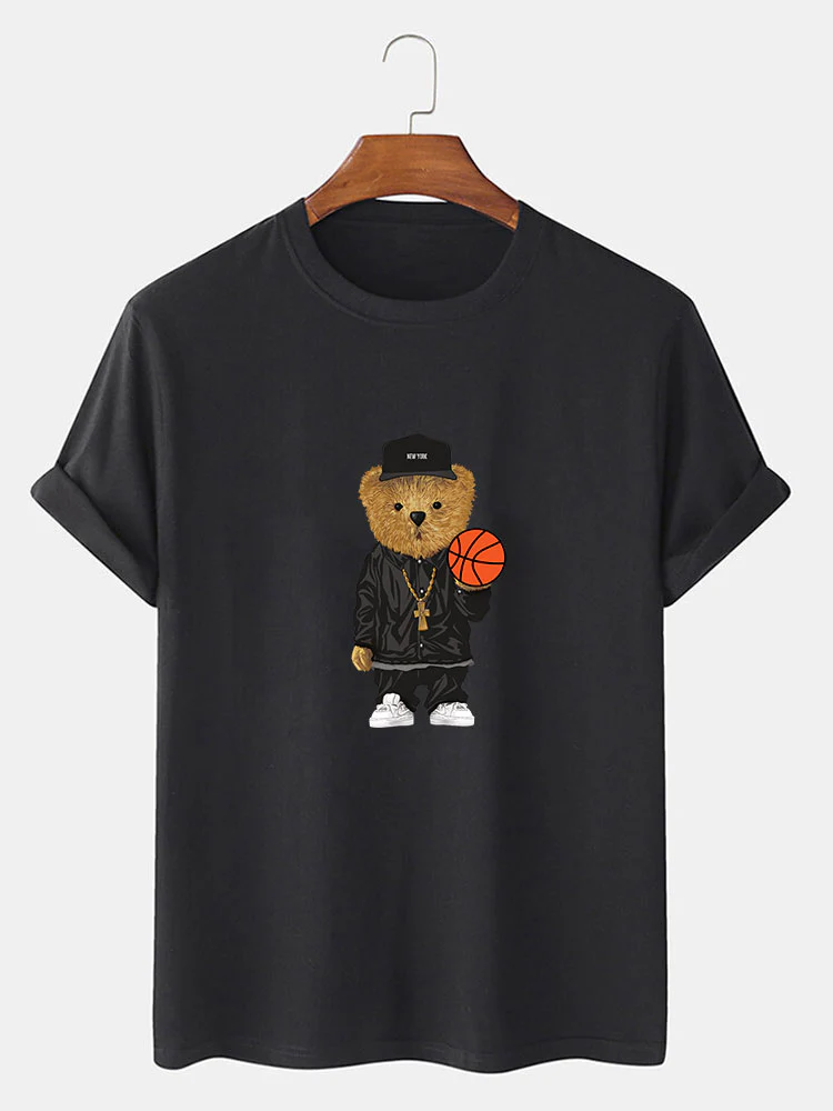 Basketball Bär Druck T-Shirt - Image 3