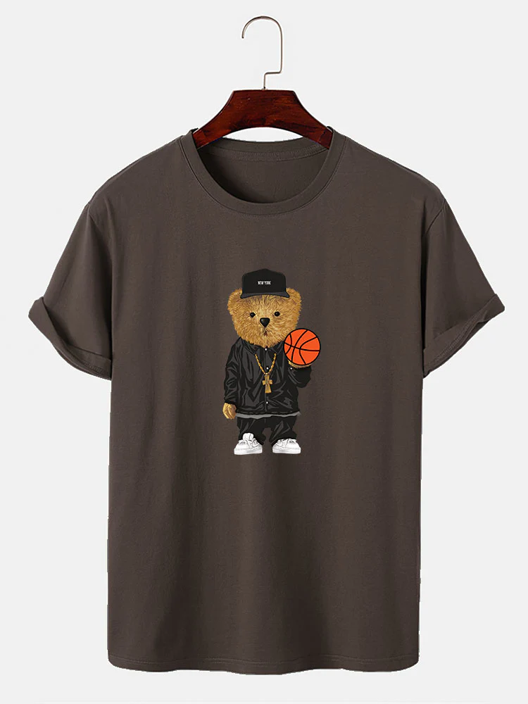 Basketball Bär Druck T-Shirt - Image 8