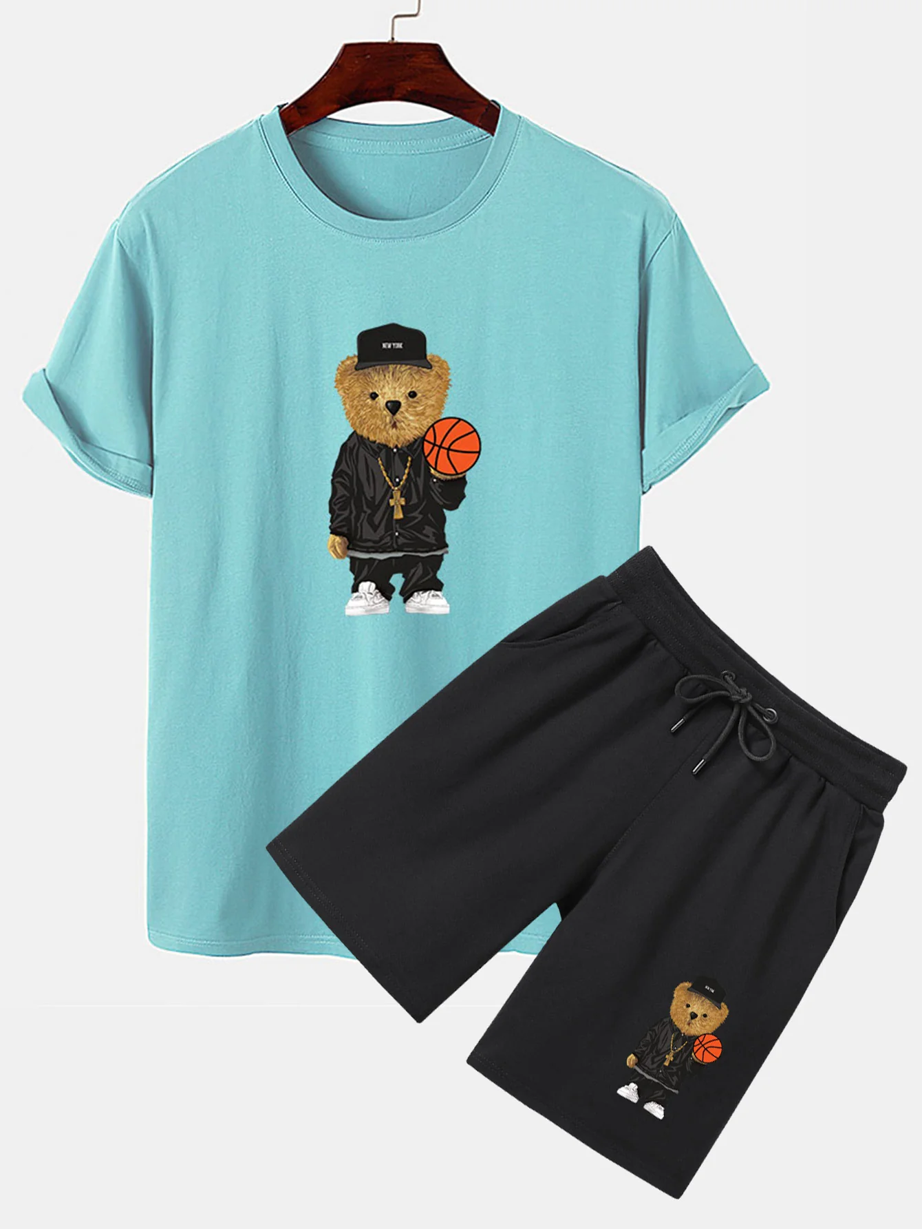 Basketball Bär Druck T-Shirt & Shorts - Image 3