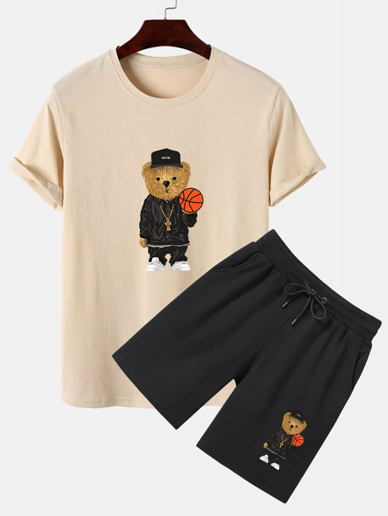 Basketball Bär Druck T-Shirt & Shorts - Image 4