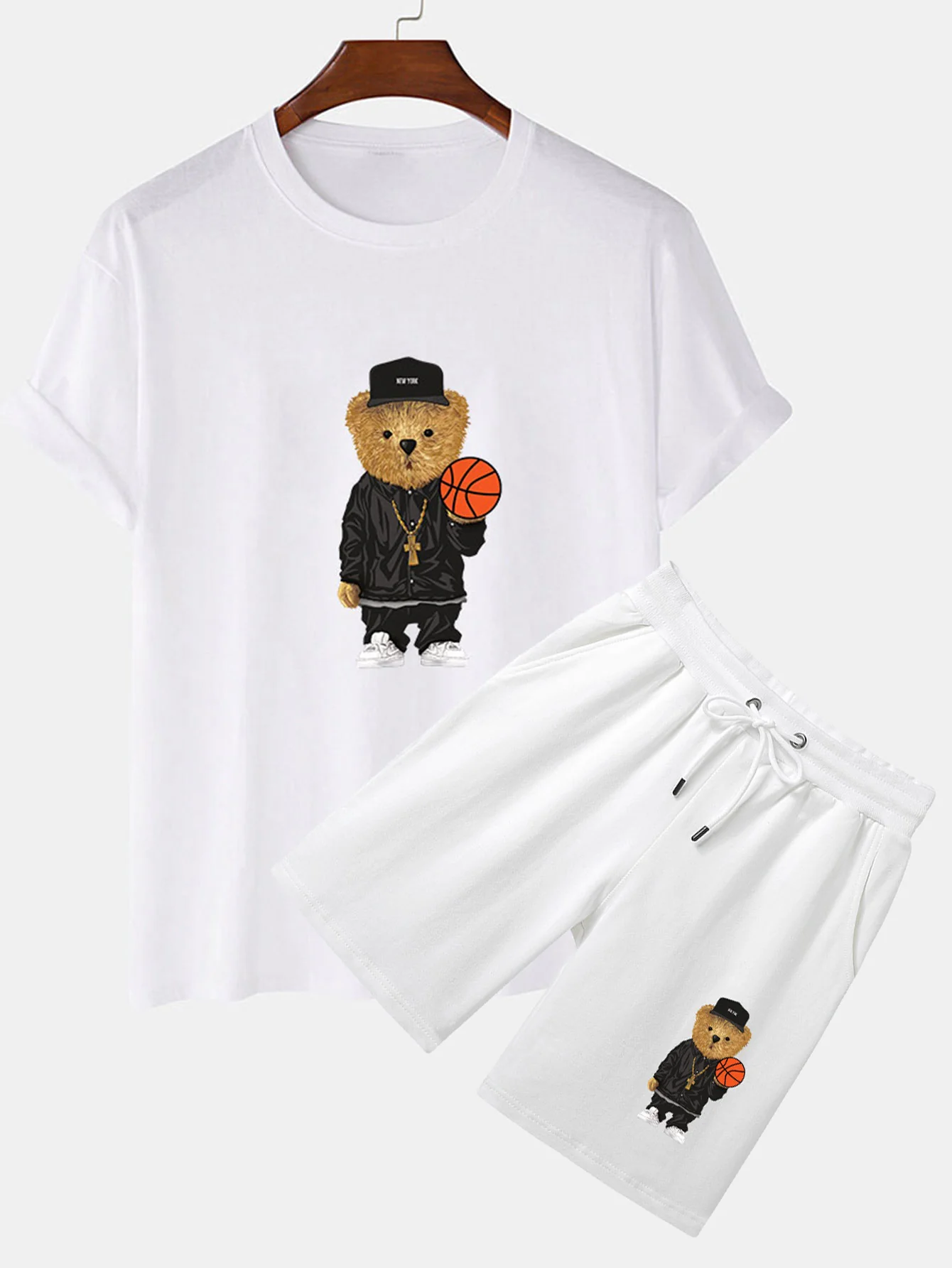 Basketball Bär Druck T-Shirt & Shorts - Image 5
