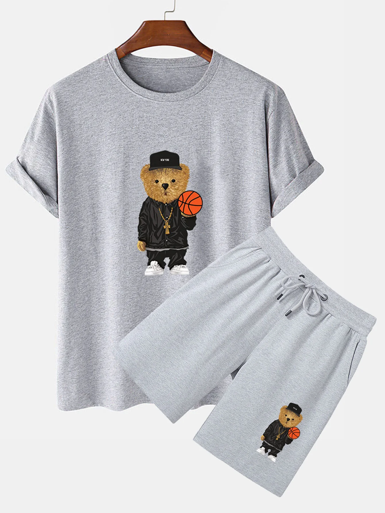 Basketball Bär Druck T-Shirt & Shorts - Image 6