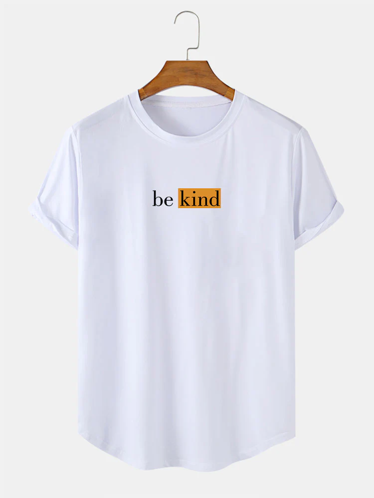 Be Kind Charakterdruck Bogen Saum T-Shirt - Image 2