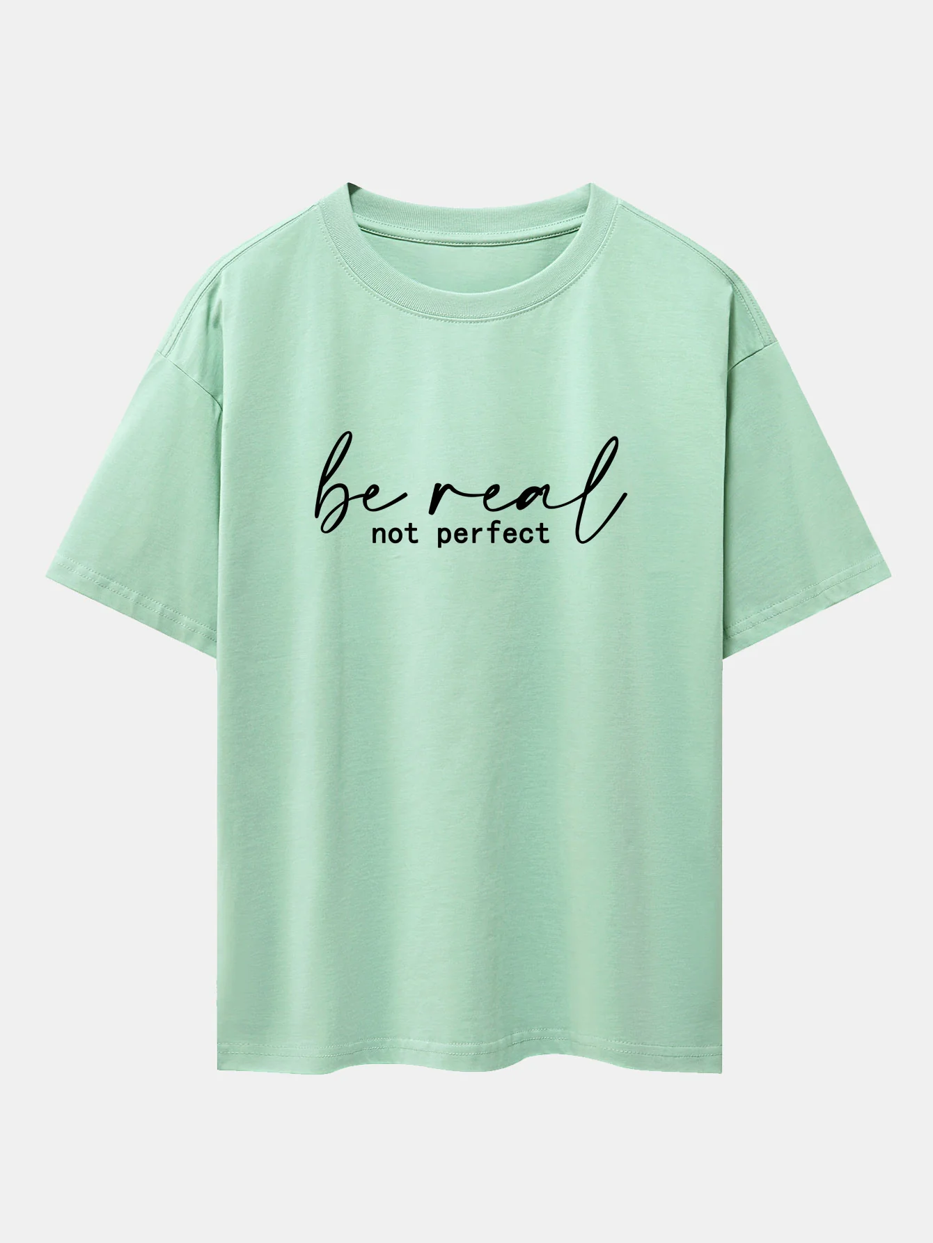 Be Real Not Perfect Print Oversize T-Shirt mit überschnittenen Schultern - Image 11