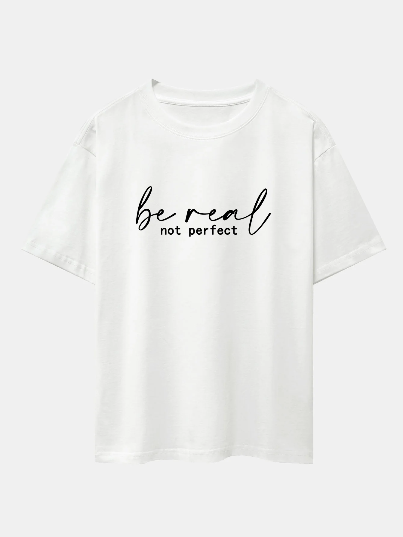 Be Real Not Perfect Print Oversize T-Shirt mit überschnittenen Schultern - Image 3