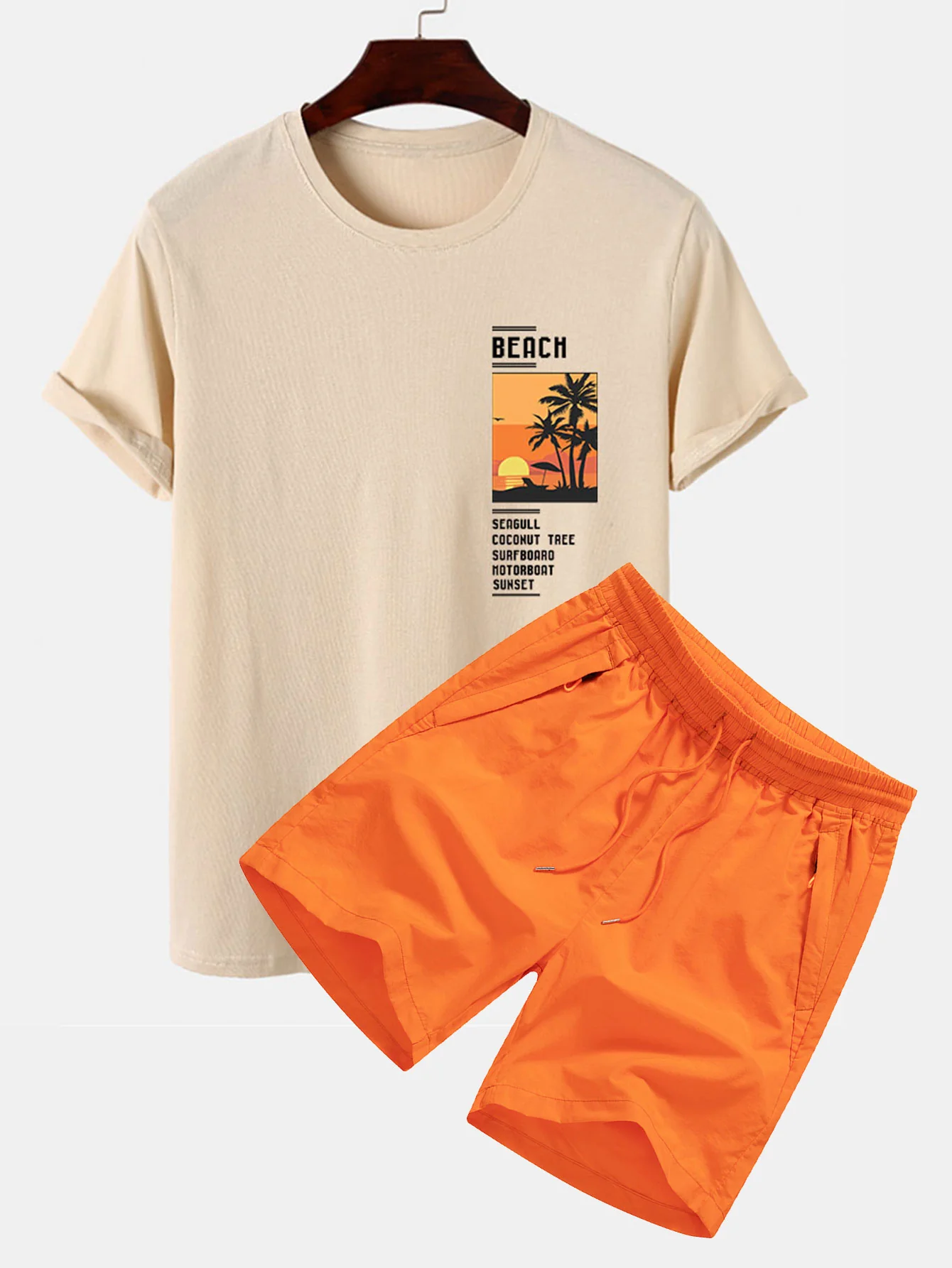 Palmenbaum Strand Landschaft Druck T-Shirt & Badehose - Image 3