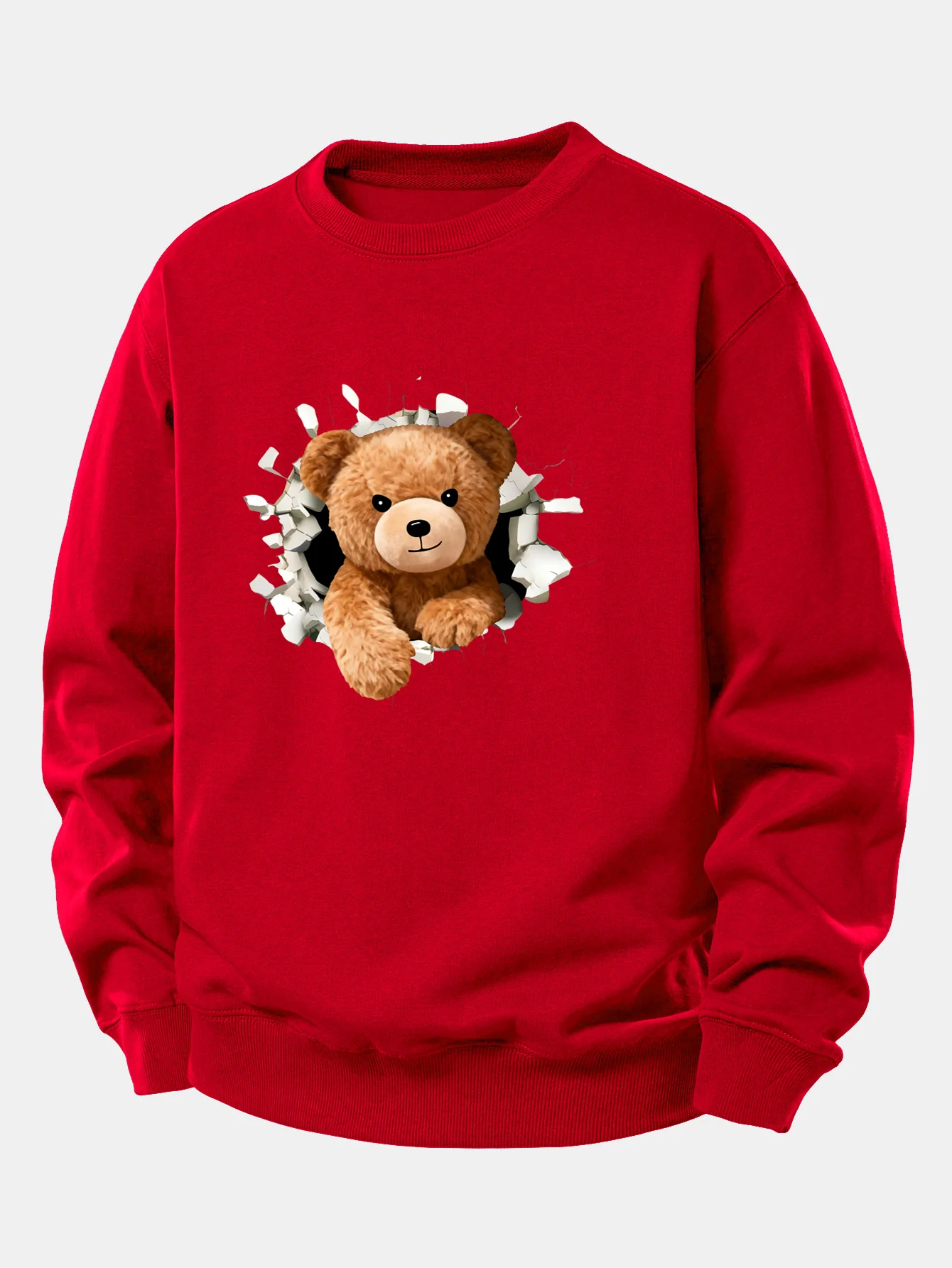 Bear Breaking Through The Wall Print Relax Fit Sweatshirt - Image 10