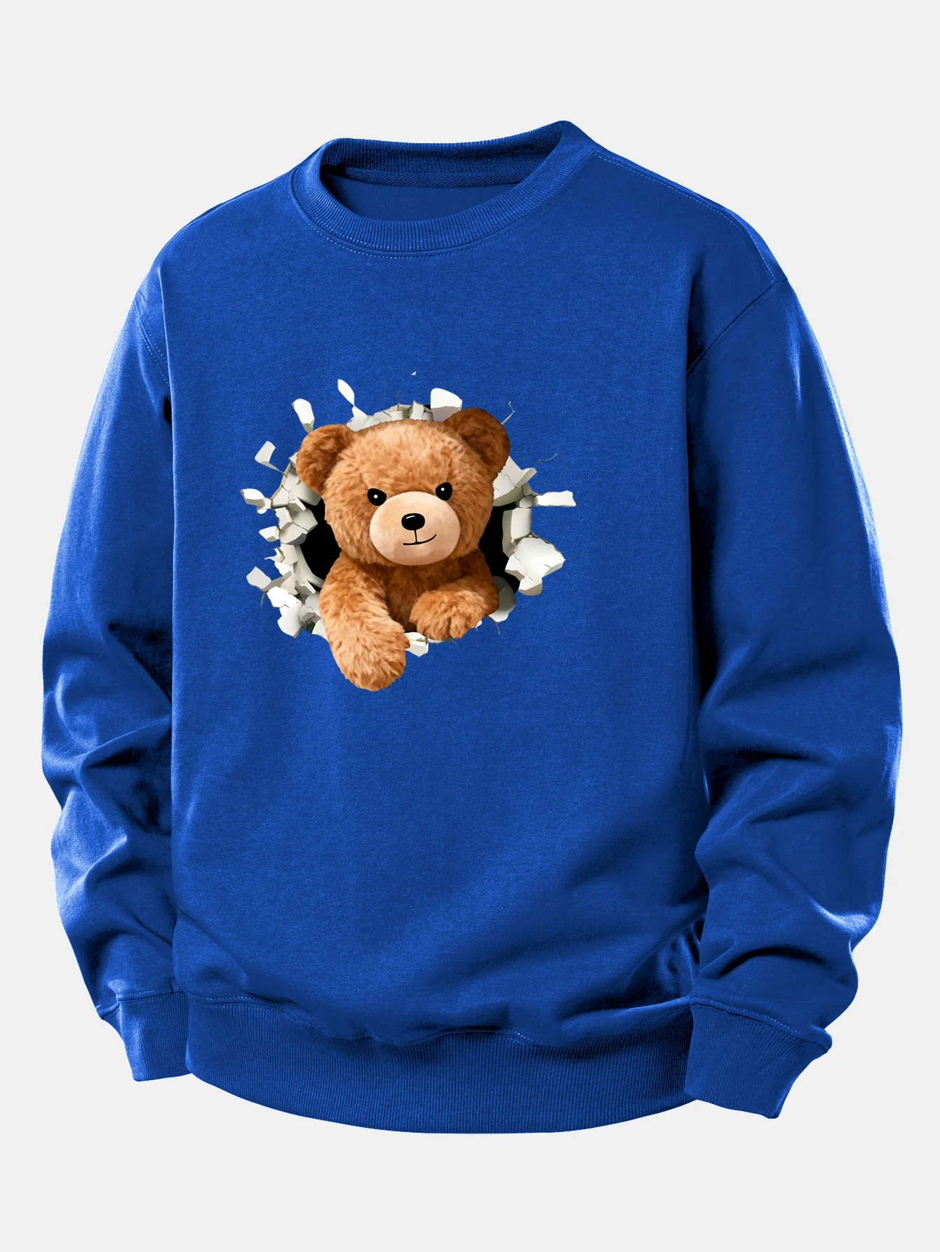 Bear Breaking Through The Wall Print Relax Fit Sweatshirt - Image 11