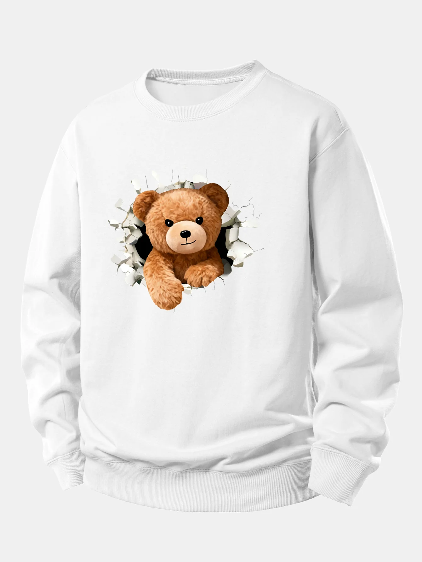 Bear Breaking Through The Wall Print Relax Fit Sweatshirt - Image 2