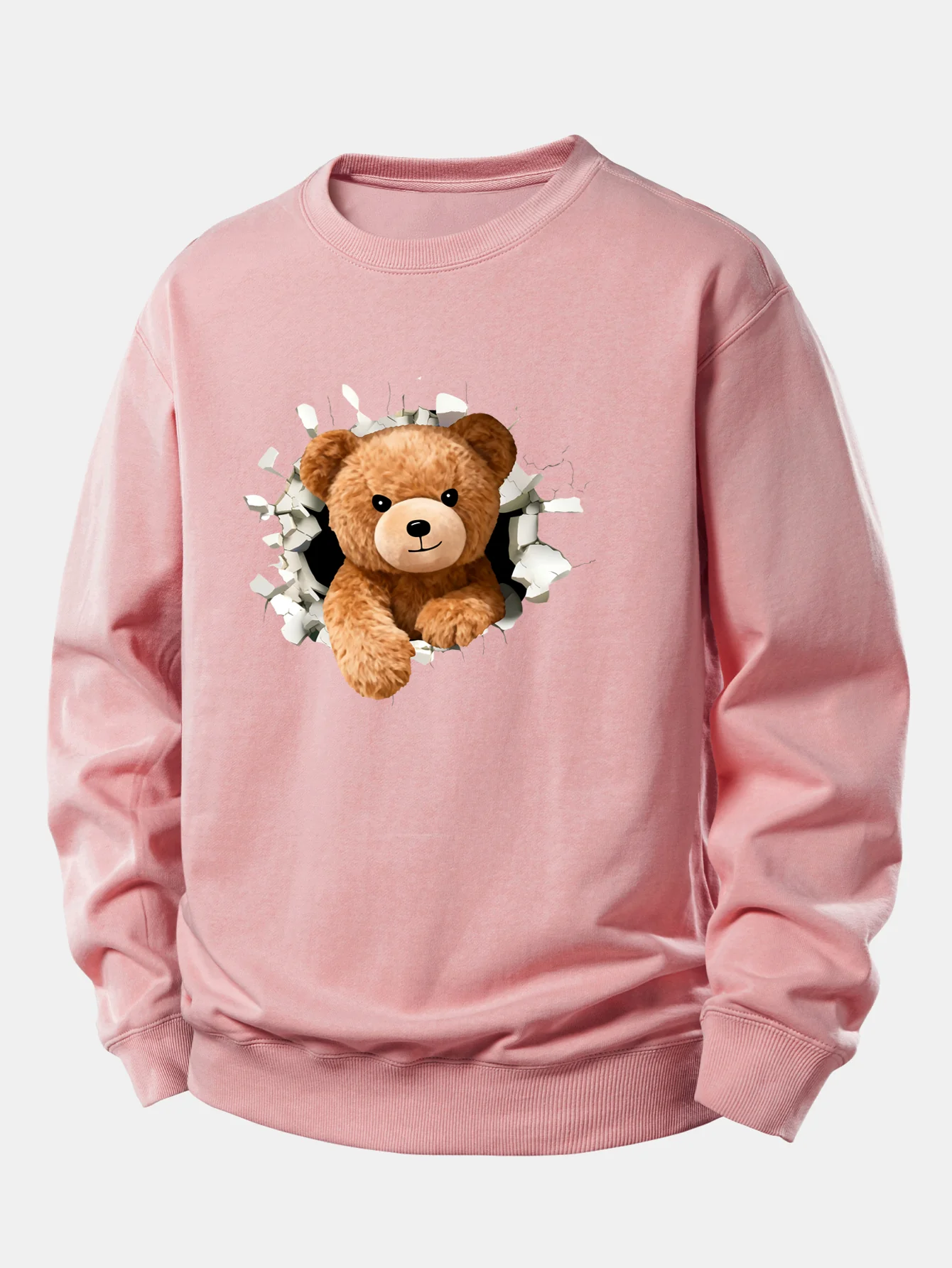 Bear Breaking Through The Wall Print Relax Fit Sweatshirt - Image 3