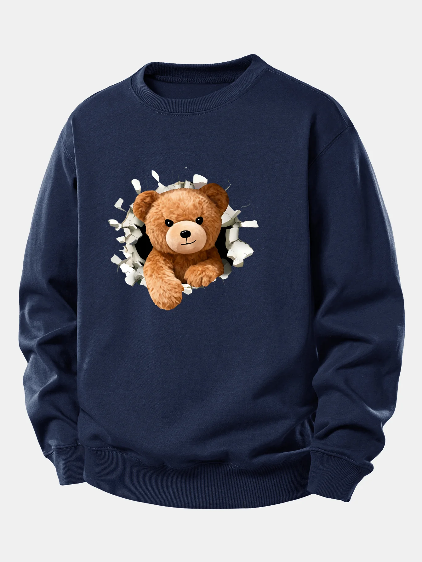 Bear Breaking Through The Wall Print Relax Fit Sweatshirt - Image 6