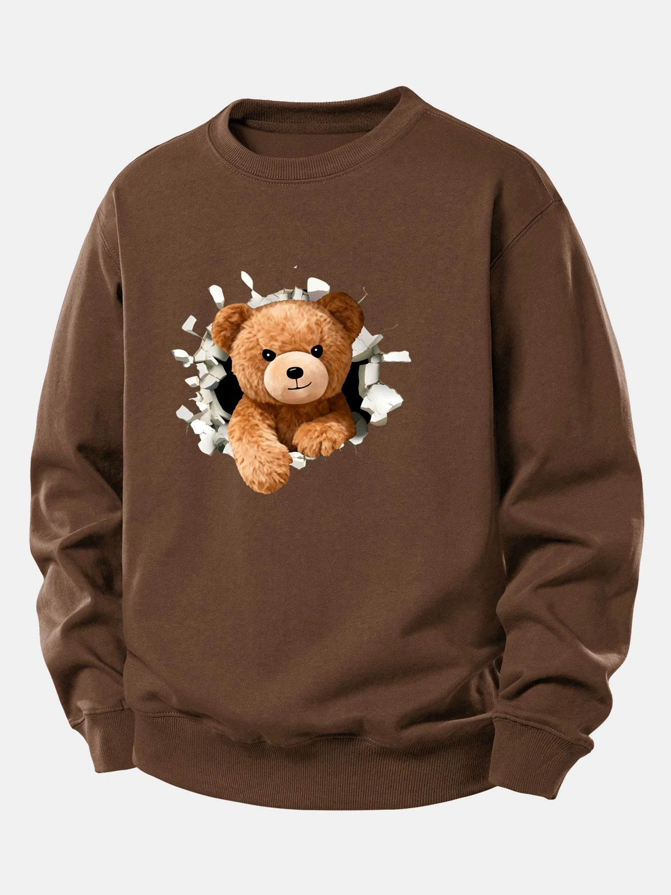 Bear Breaking Through The Wall Print Relax Fit Sweatshirt - Image 8