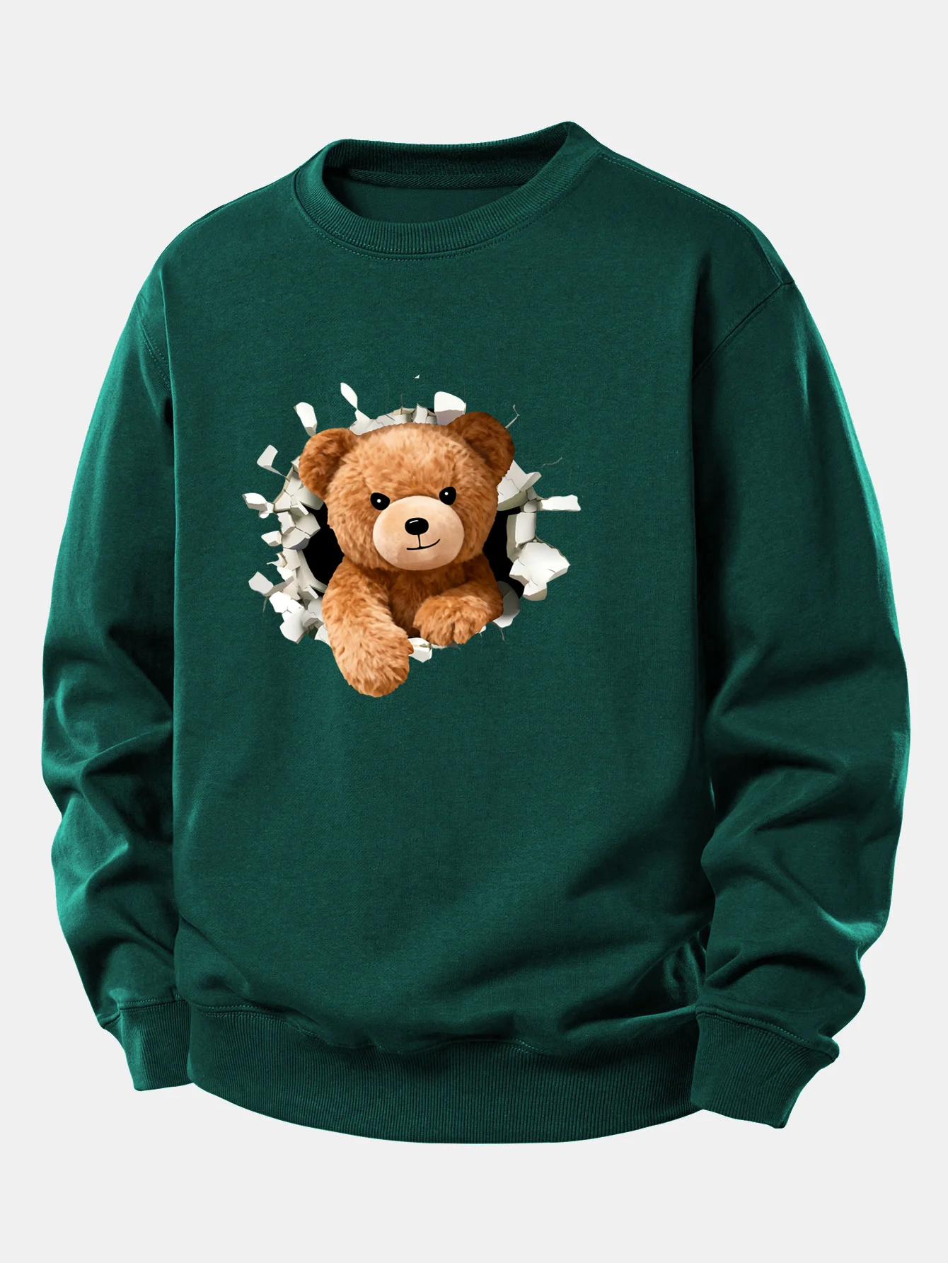 Bear Breaking Through The Wall Print Relax Fit Sweatshirt - Image 9