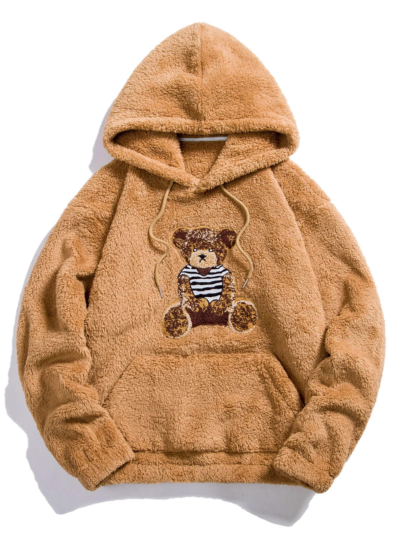 Bär Bestickter Patch Teddy Hoodie - Image 5