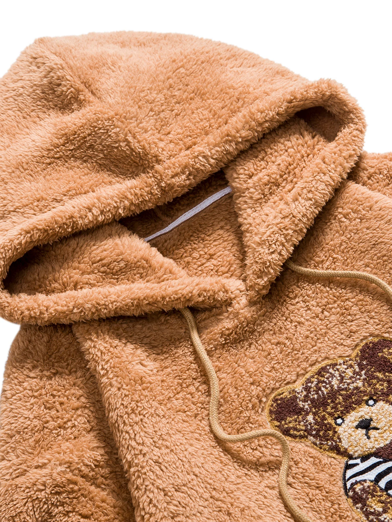 Bär Bestickter Patch Teddy Hoodie - Image 7