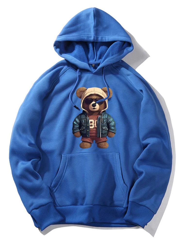Bär In Lederjacke Druck Hoodie - Image 11