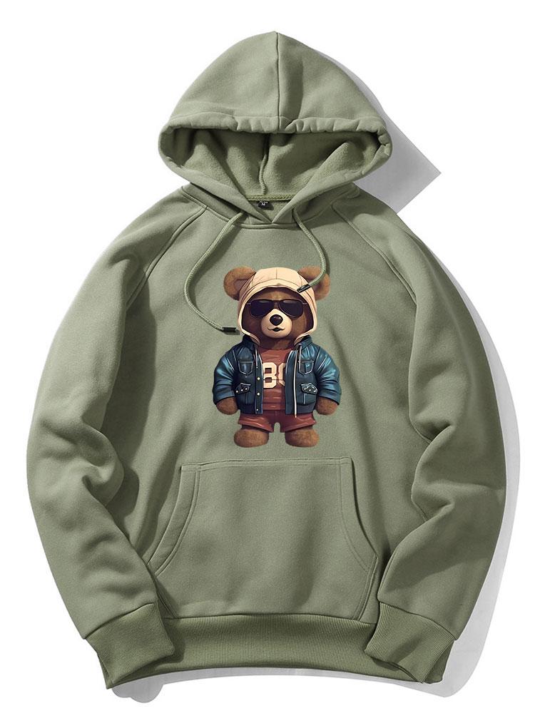 Bär In Lederjacke Druck Hoodie - Image 12