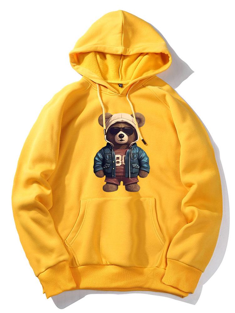 Bär In Lederjacke Druck Hoodie - Image 13