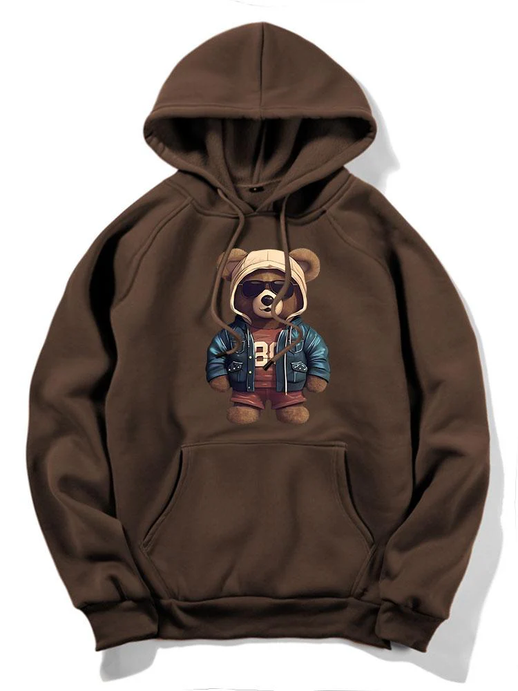 Bär In Lederjacke Druck Hoodie - Image 6