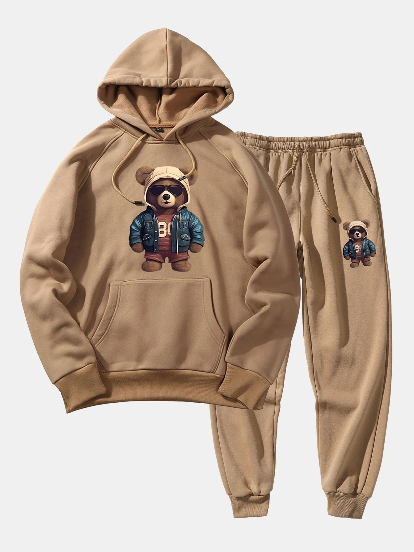Bär In Lederjacke Druck Hoodie & Jogginghose - Image 2