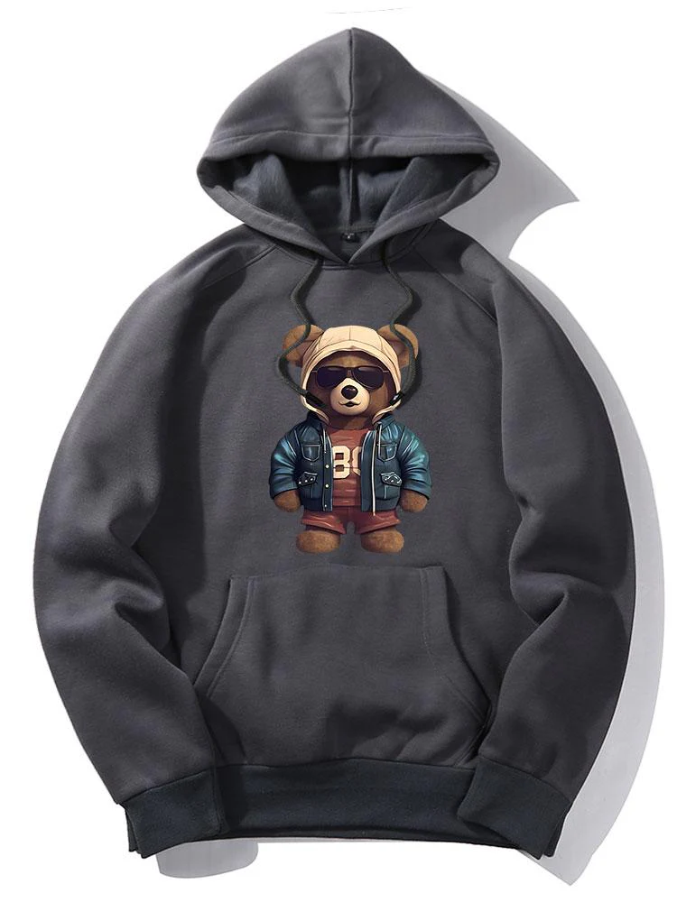 Bär In Lederjacke Druck Hoodie & Jogginghose - Image 9