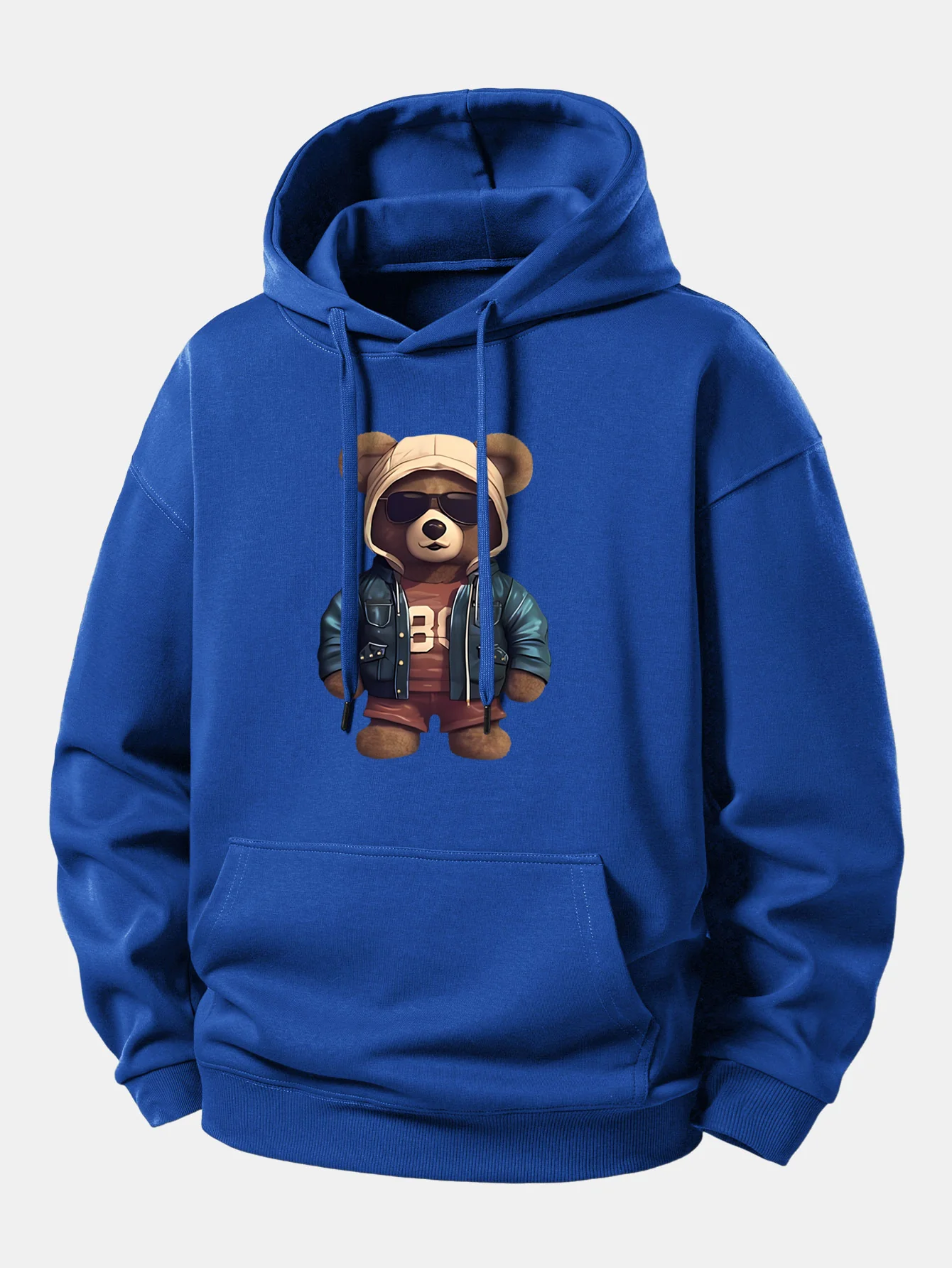 Bear In Leather Jacket Print Relax Fit Hoodie - Image 10