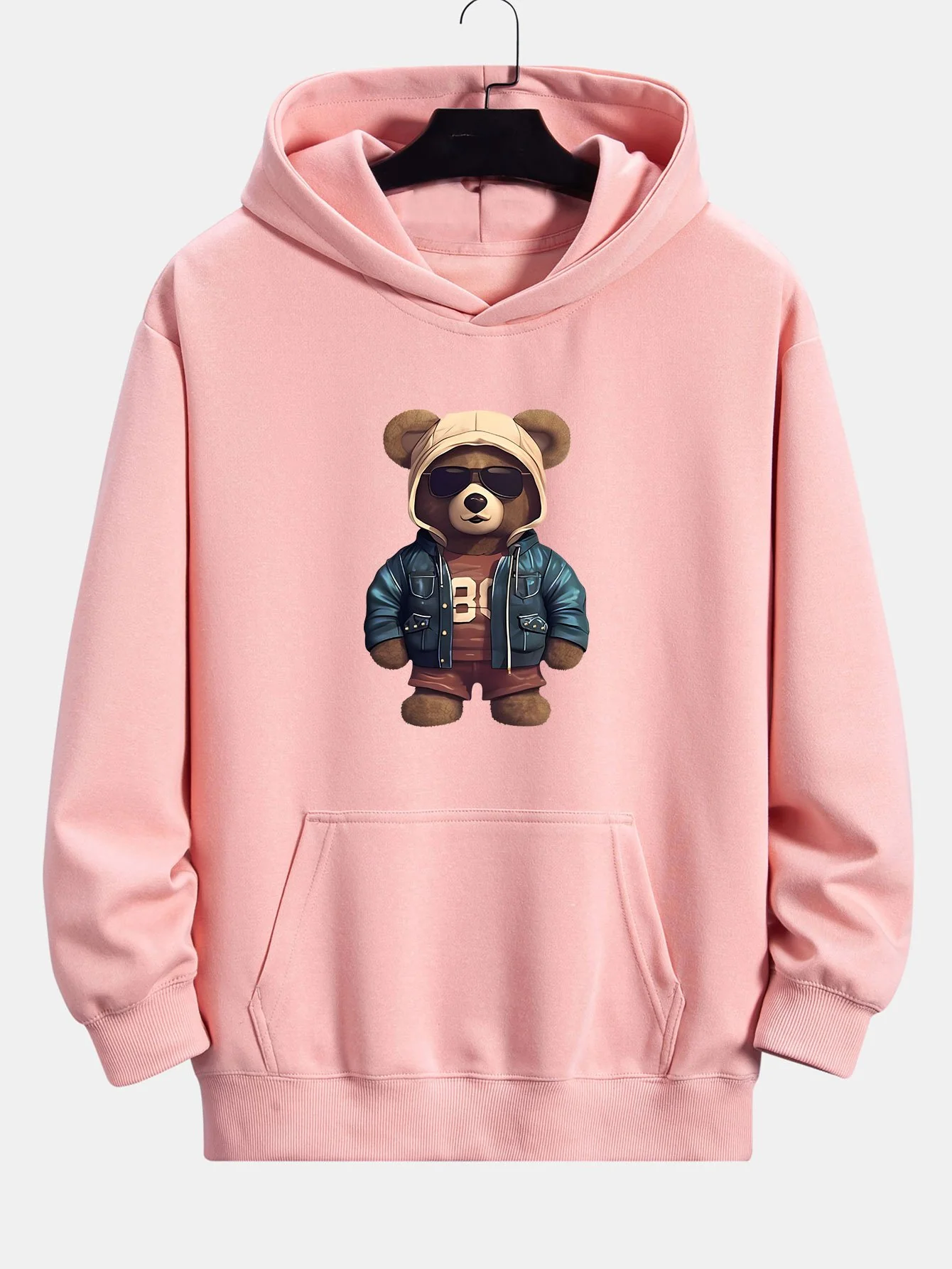 Bär In Lederjacke Druck Relaxed Fit Hoodie - Image 5