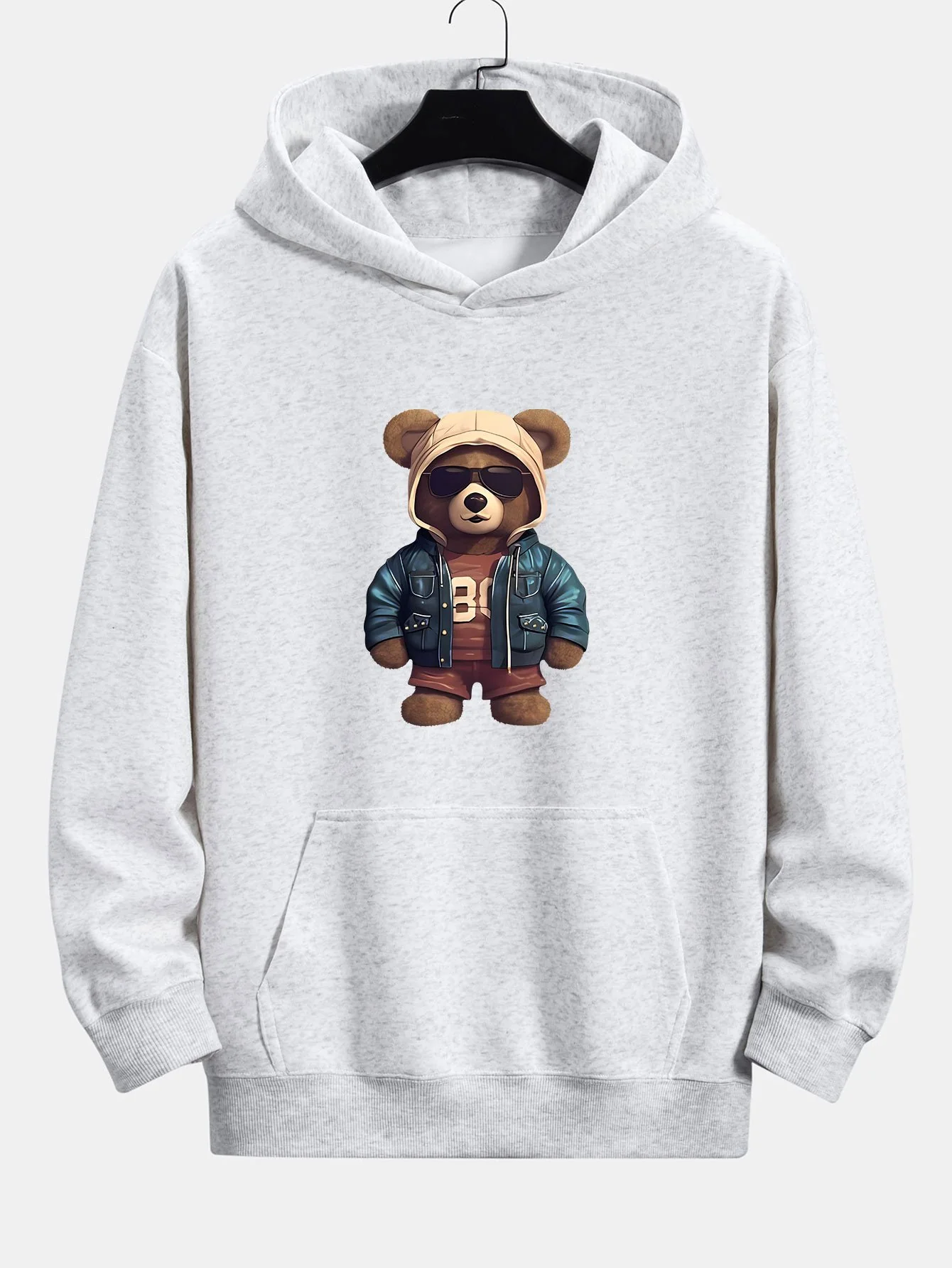 Bär In Lederjacke Druck Relaxed Fit Hoodie - Image 8