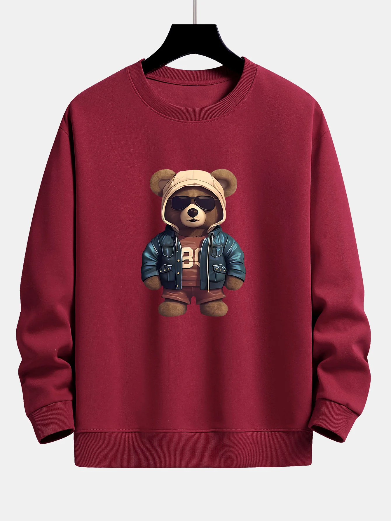 Bär In Lederjacke Druck Relaxed Fit Sweatshirt - Image 10