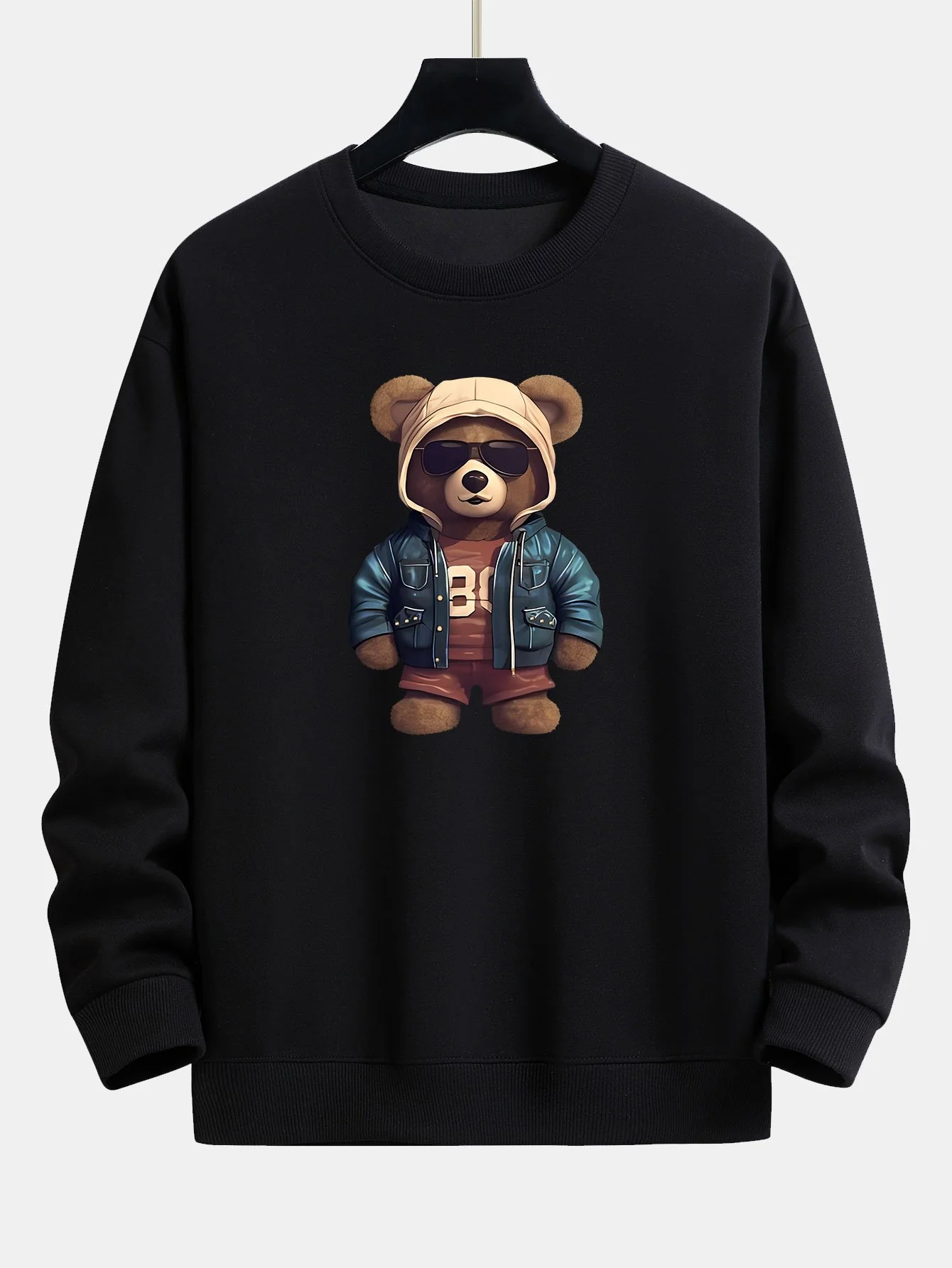 Bär In Lederjacke Druck Relaxed Fit Sweatshirt - Image 2