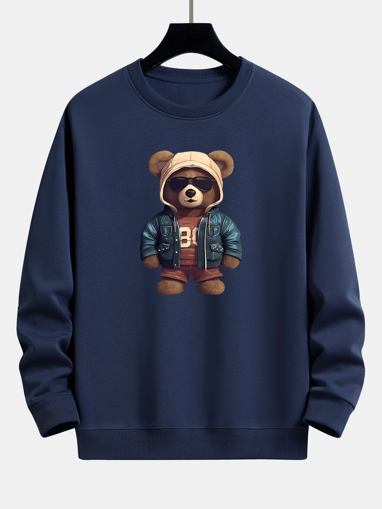Bär In Lederjacke Druck Relaxed Fit Sweatshirt - Image 4