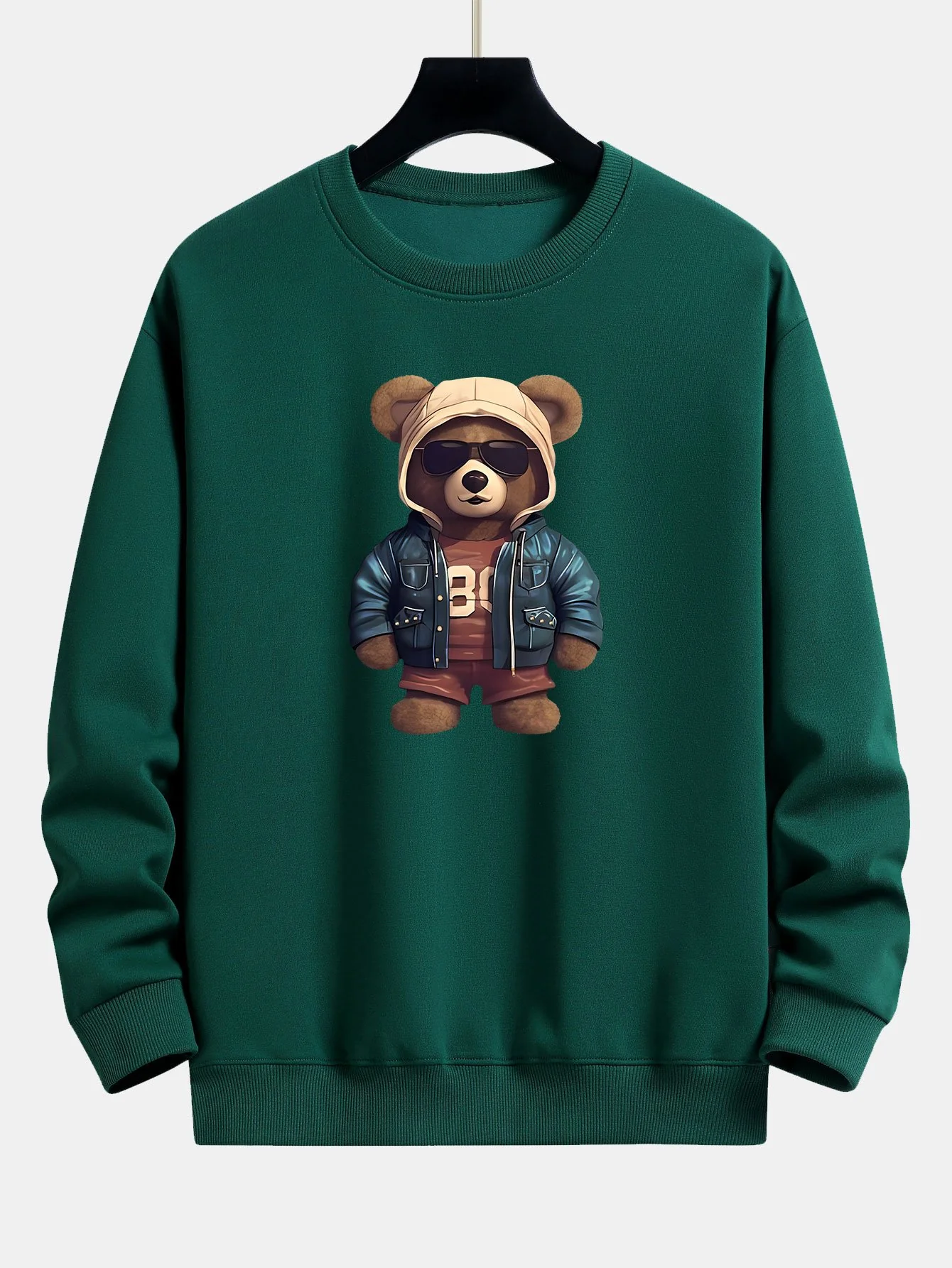 Bär In Lederjacke Druck Relaxed Fit Sweatshirt - Image 5