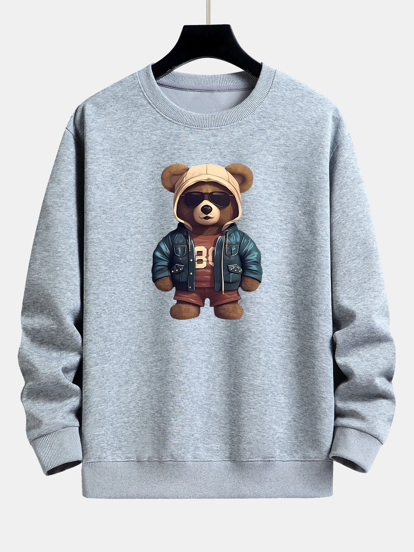 Bär In Lederjacke Druck Relaxed Fit Sweatshirt - Image 6