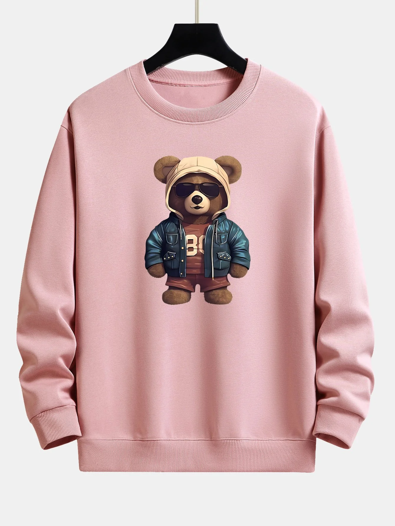 Bär In Lederjacke Druck Relaxed Fit Sweatshirt - Image 7