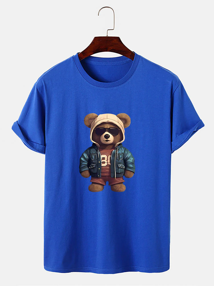 Bär In Lederjacke Druck T-Shirt - Image 11