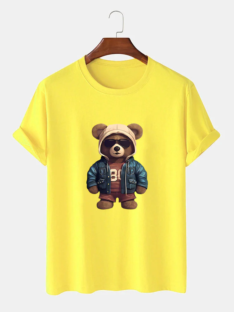 Bär In Lederjacke Druck T-Shirt - Image 12