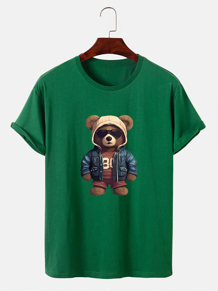 Bär In Lederjacke Druck T-Shirt - Image 8