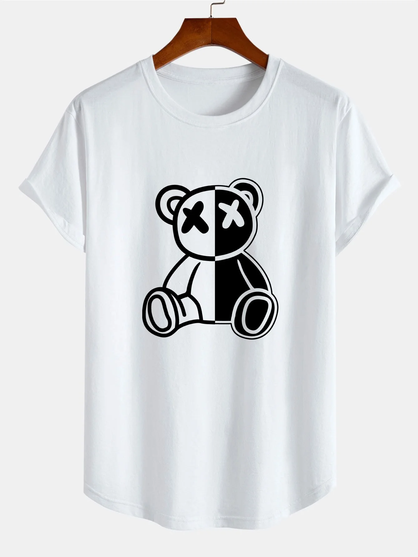 Bärenprint Baumwoll T-Shirt mit abgerundetem Saum - Image 2