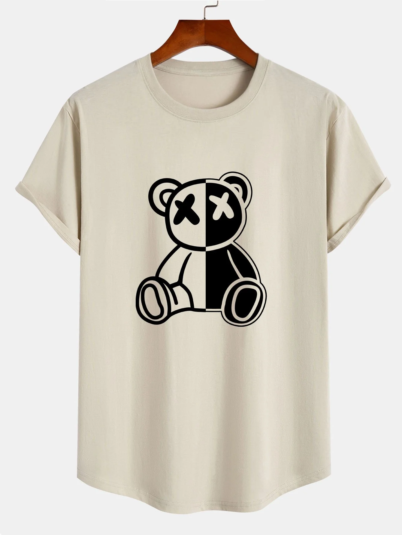Bärenprint Baumwoll T-Shirt mit abgerundetem Saum - Image 3