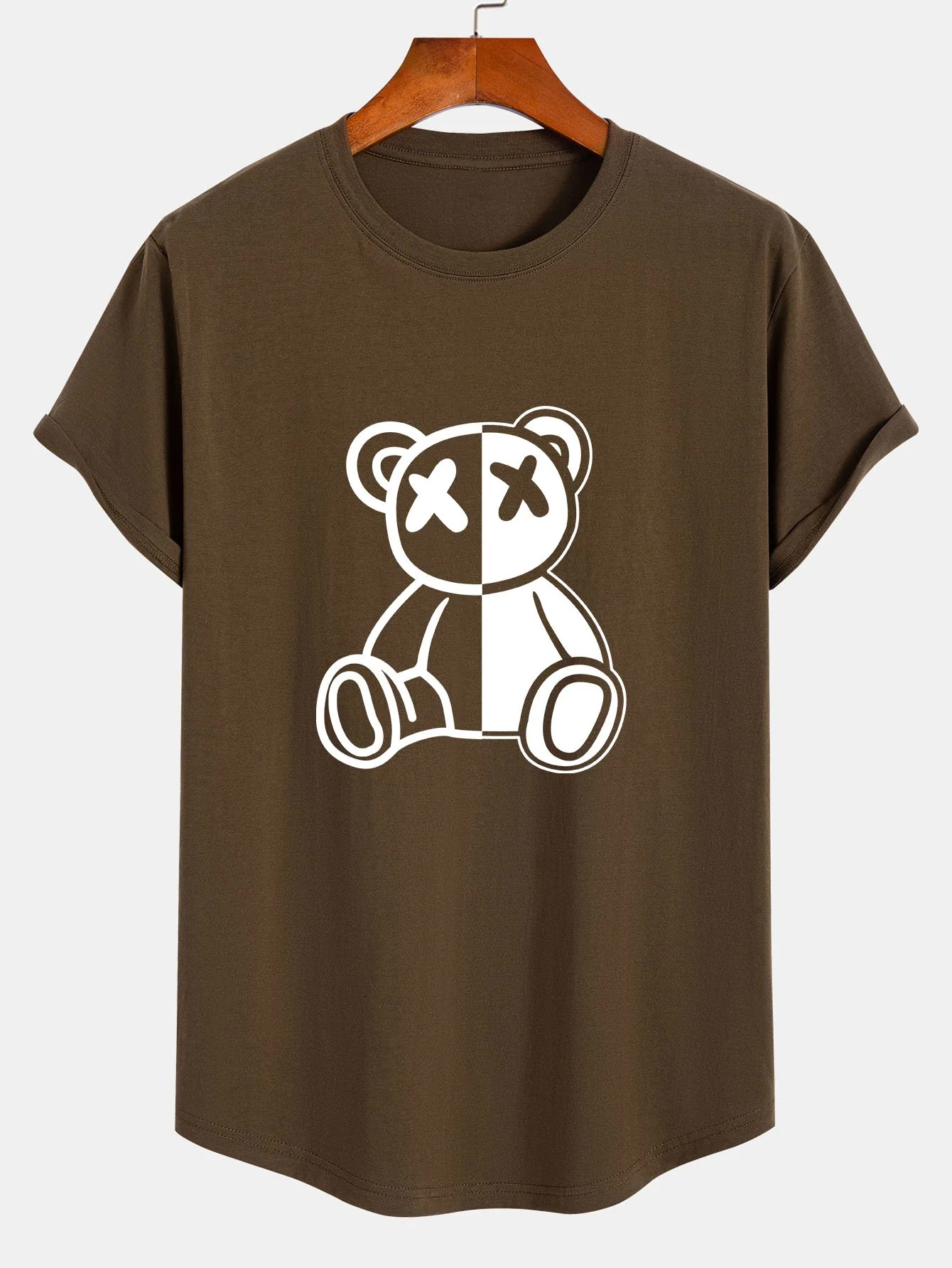 Bärenprint Baumwoll T-Shirt mit abgerundetem Saum - Image 4