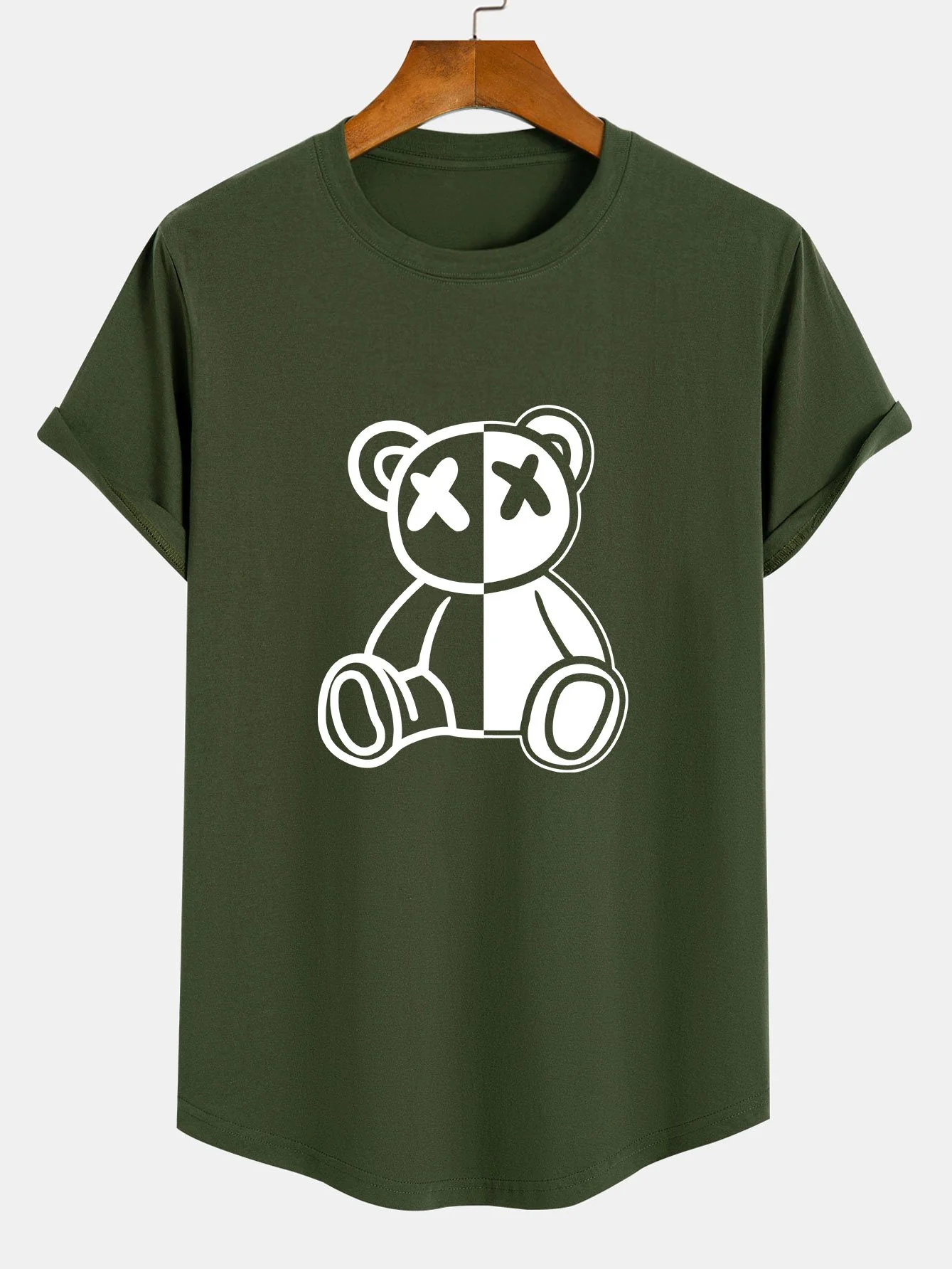 Bärenprint Baumwoll T-Shirt mit abgerundetem Saum - Image 5