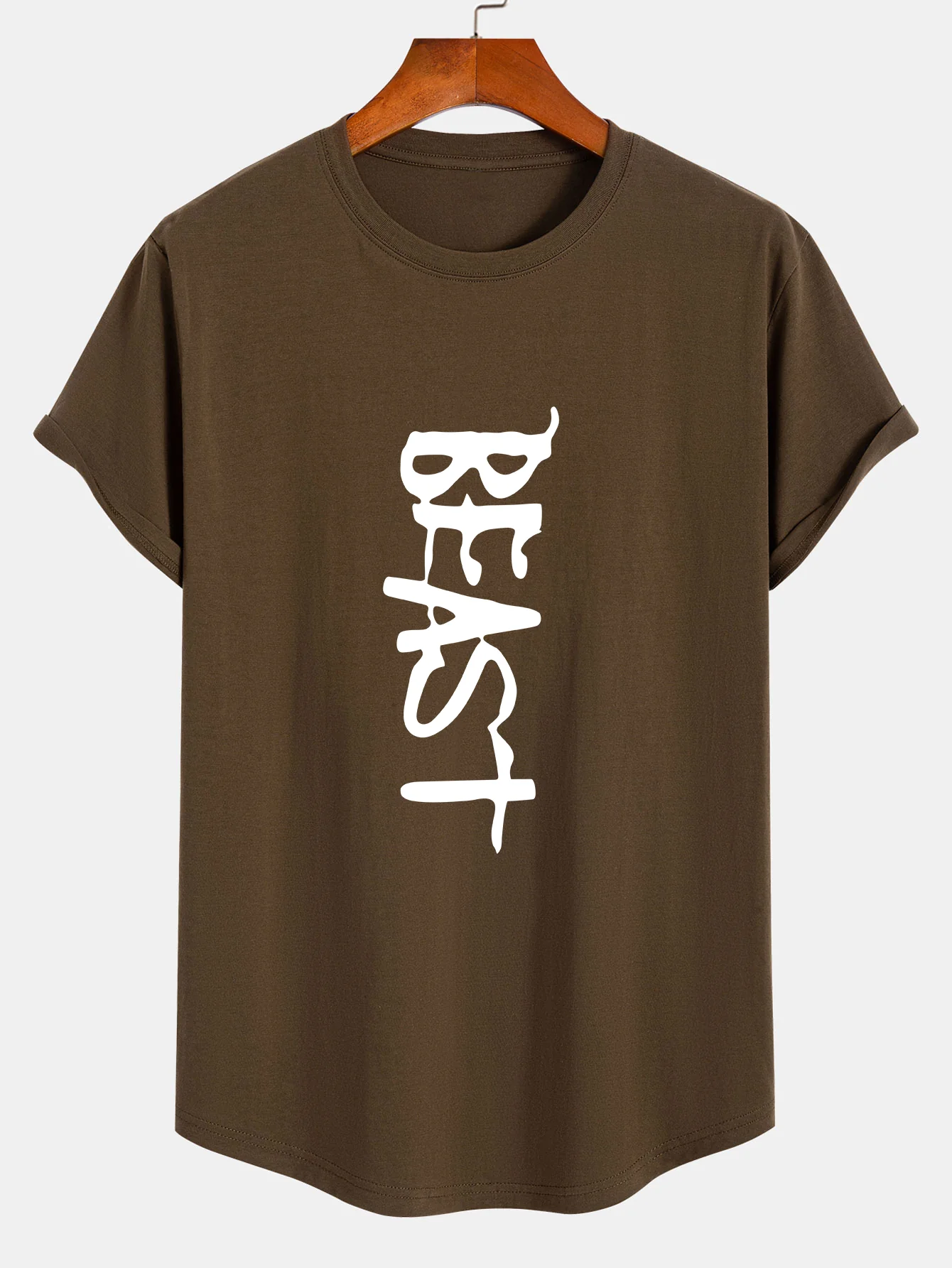 Beast Print Baumwoll T-Shirt mit abgerundetem Saum - Image 4