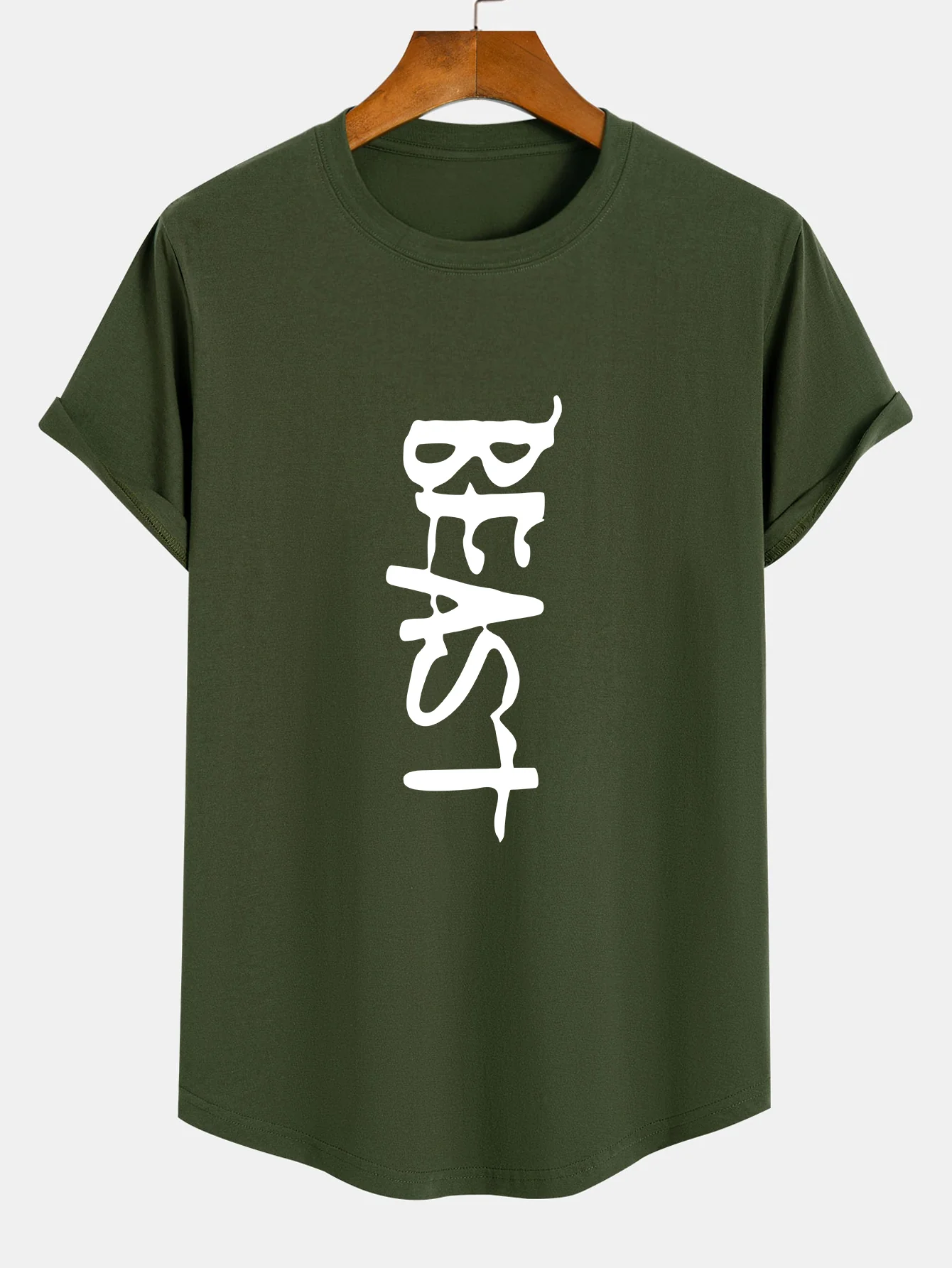 Beast Print Baumwoll T-Shirt mit abgerundetem Saum - Image 5