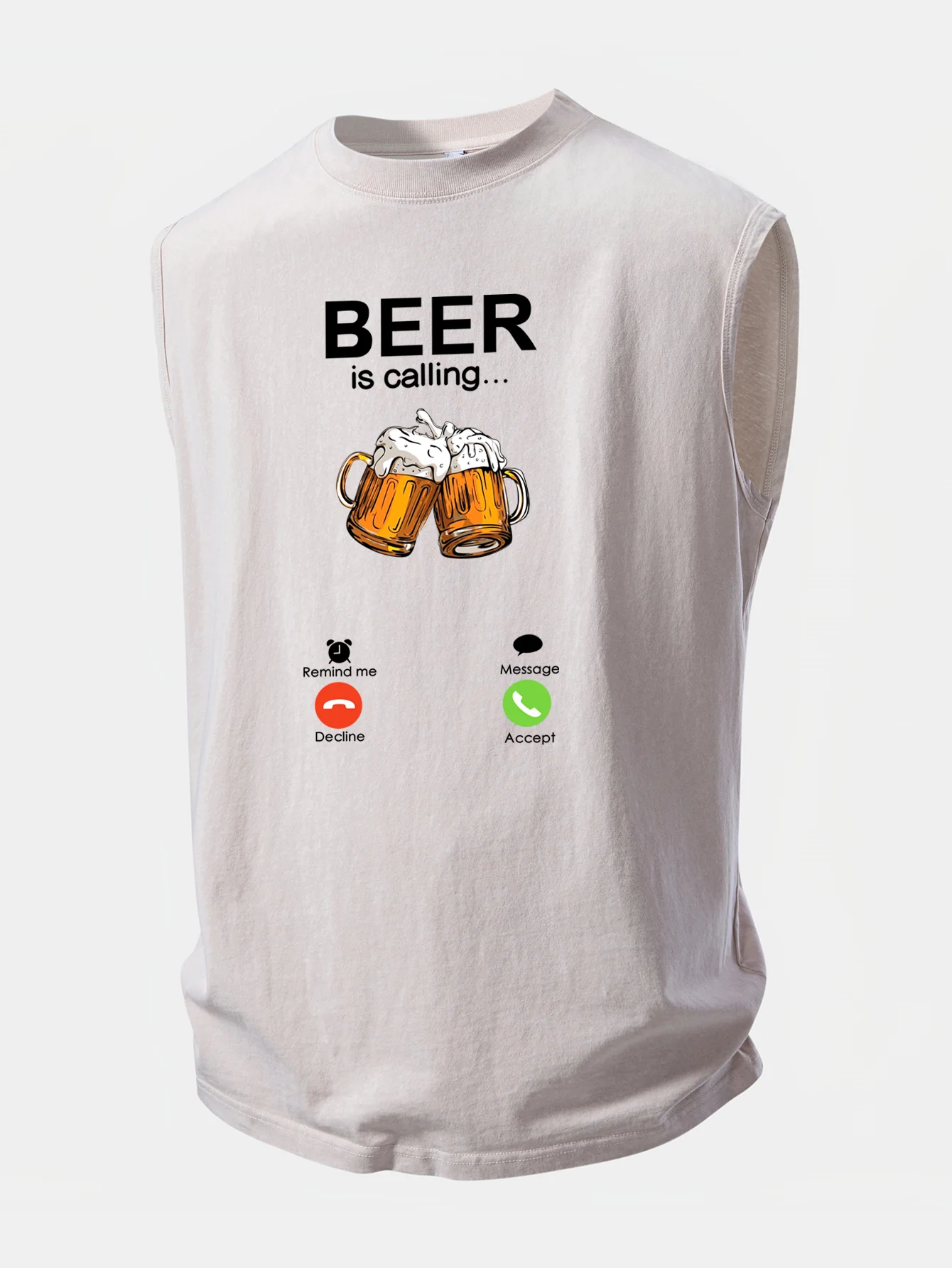Beer Print Washed Distressed Tank Top - Image 9