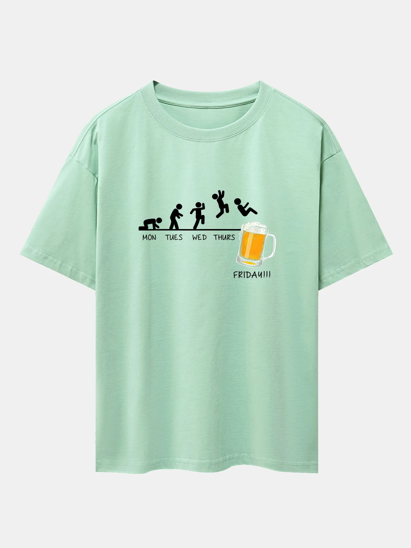 Beer Weekly Evolution Print Drop Shoulder Oversize T-Shirt - Image 11