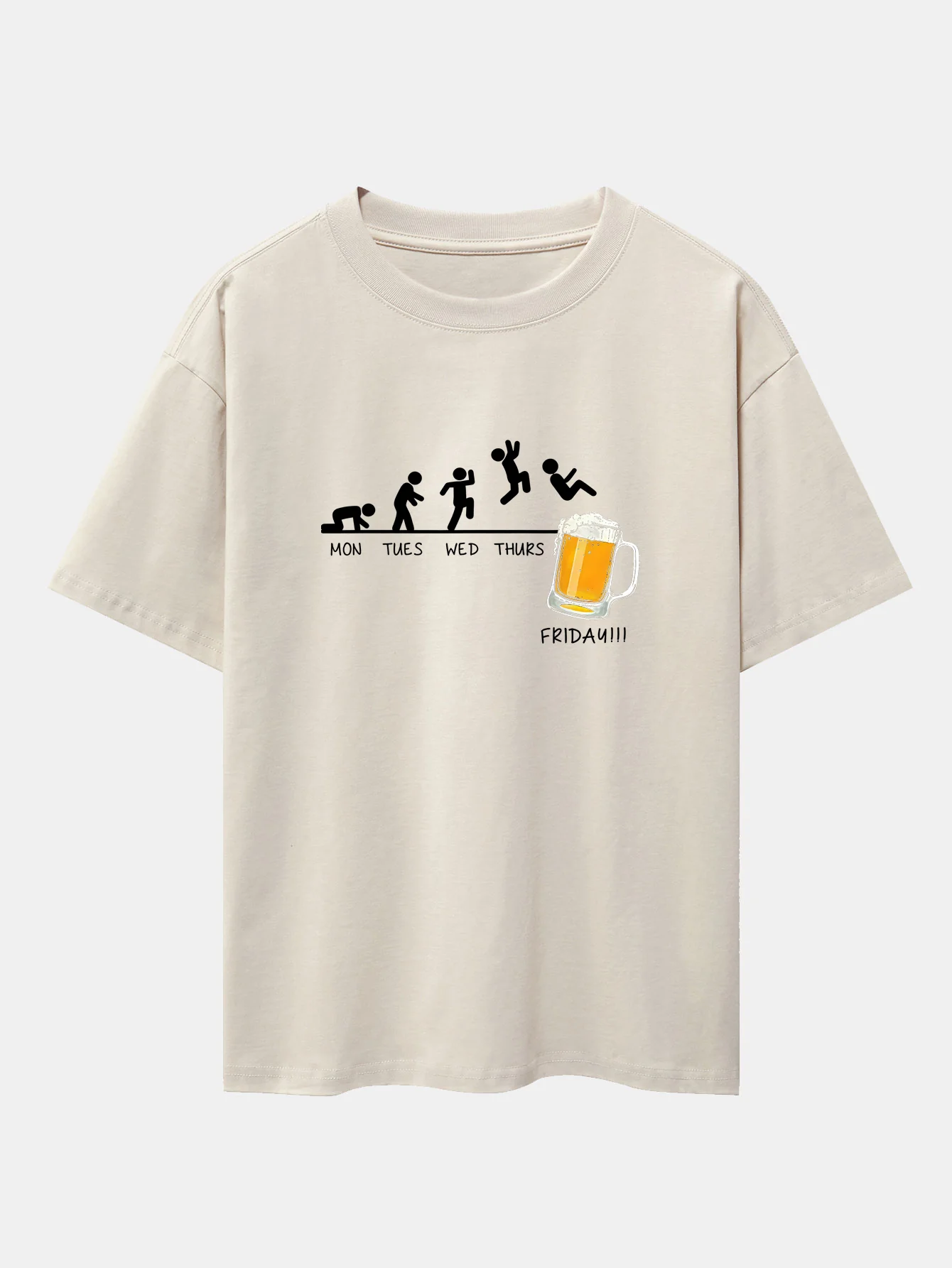 Beer Weekly Evolution Print Drop Shoulder Oversize T-Shirt - Image 3