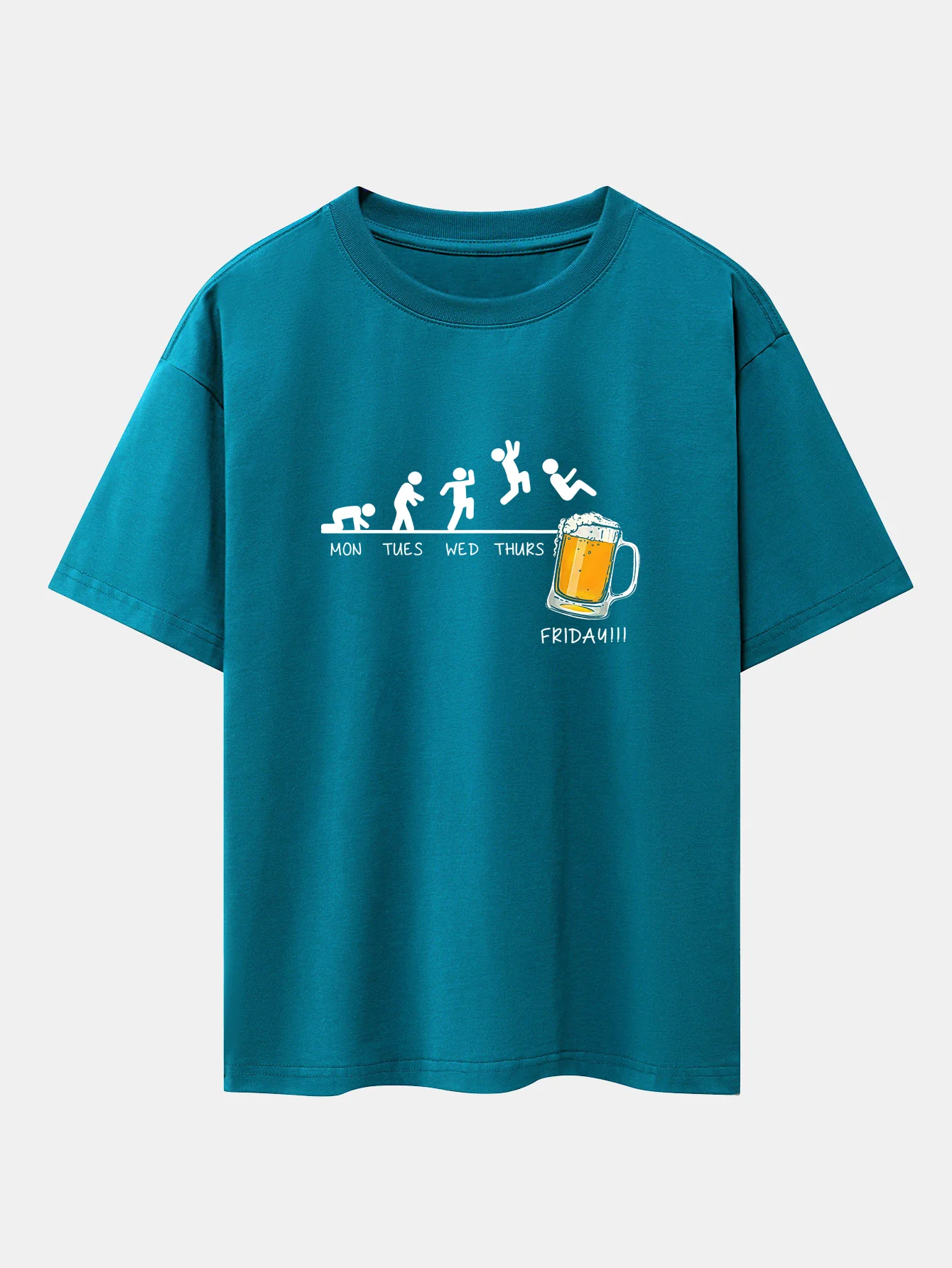 Beer Weekly Evolution Print Drop Shoulder Oversize T-Shirt - Image 4