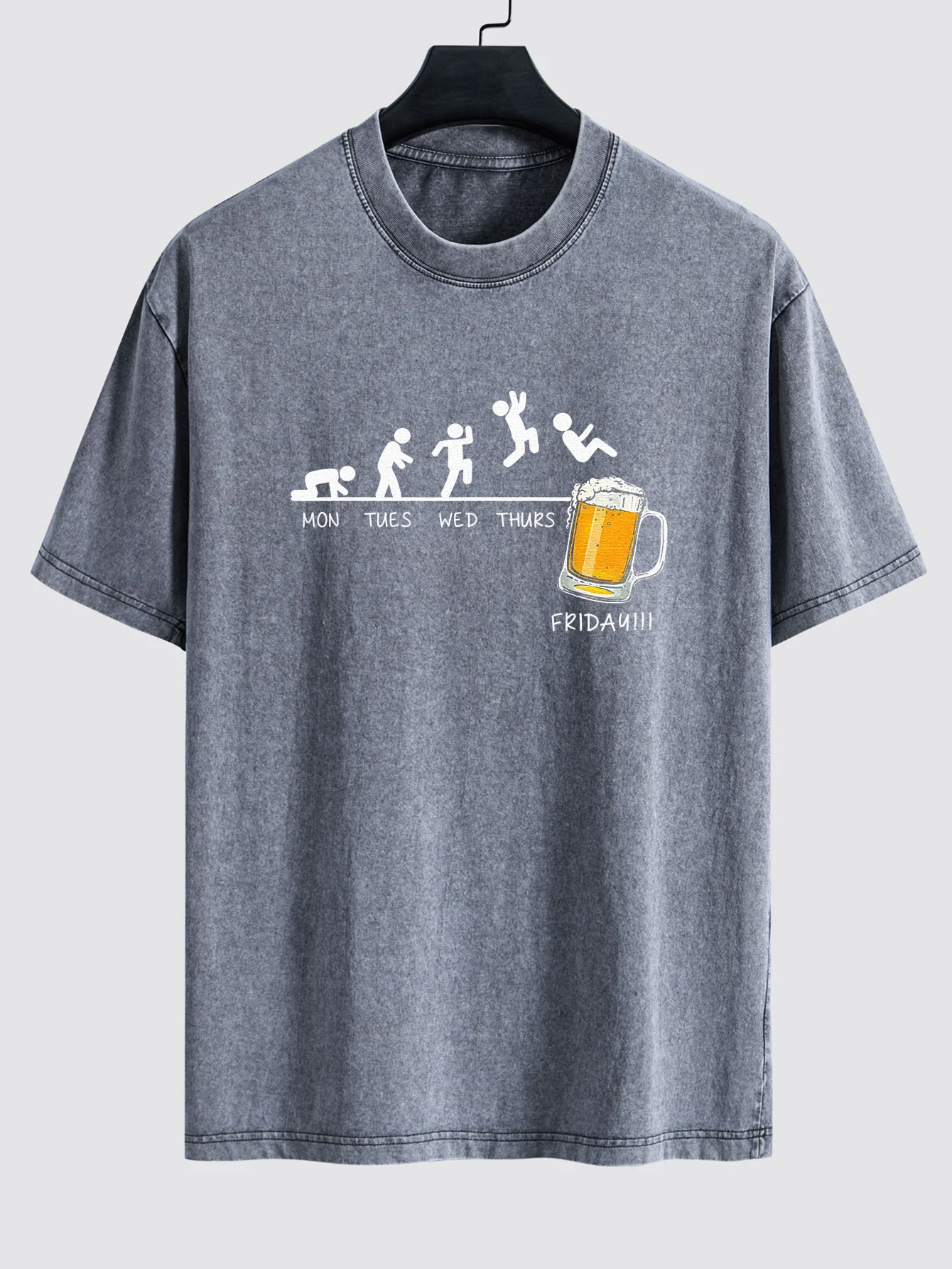 Beer Weekly Evolution Print Gewaschenes Distressed Drop-Shoulder T-Shirt - Image 2