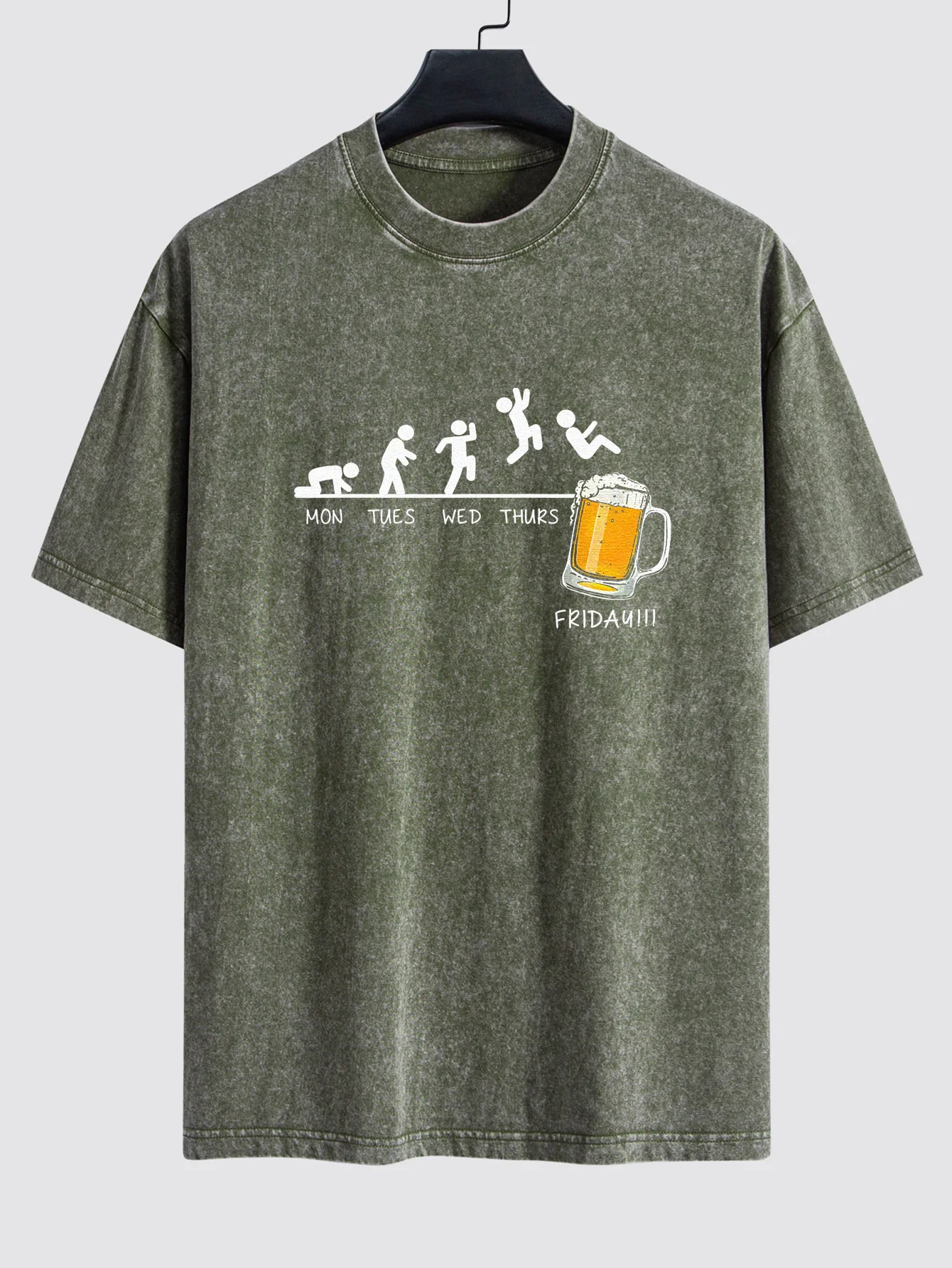 Beer Weekly Evolution Print Gewaschenes Distressed Drop-Shoulder T-Shirt - Image 3